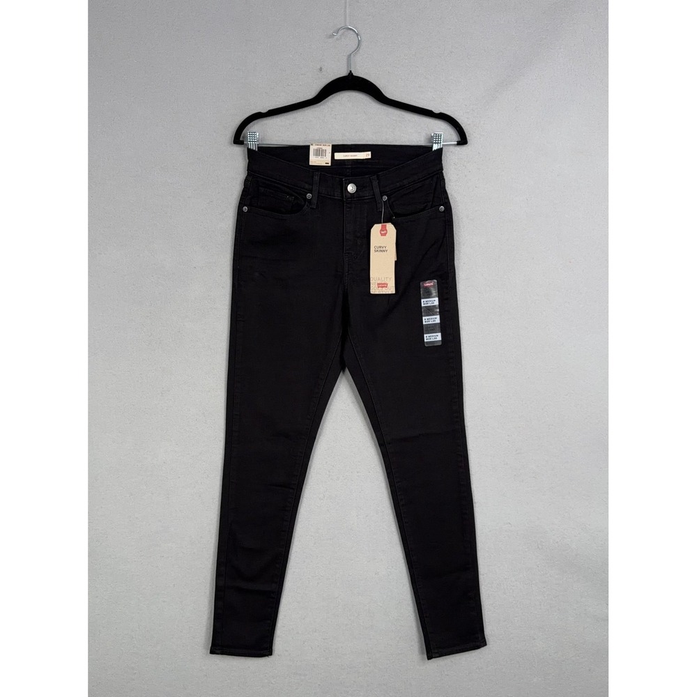 Levis Jeans Womens 8 Curvy Skinny Black Mid Rise Slim Stretch Denim 29x30 NWT